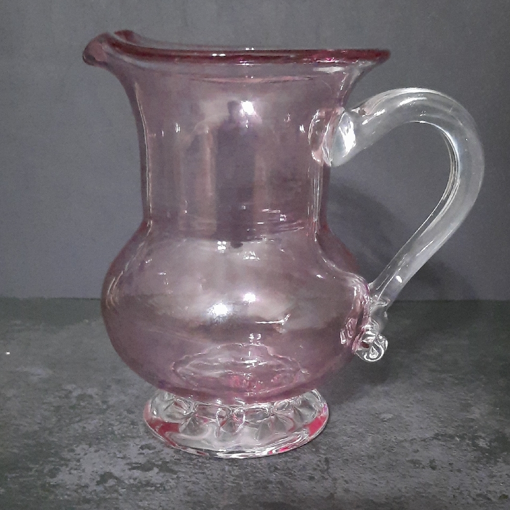 Elegant Pink Small 5" Glass Pitcher